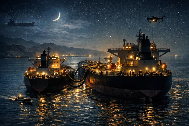 How are Middle Eastern oil producers, Saudi Arabia, and Chinese shipping companies using covert, nighttime ship to ship transfers off Oman,