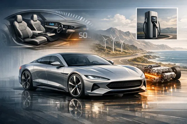 Jaguar Type 01 electric grand tourer interior with central spine and four individual seats