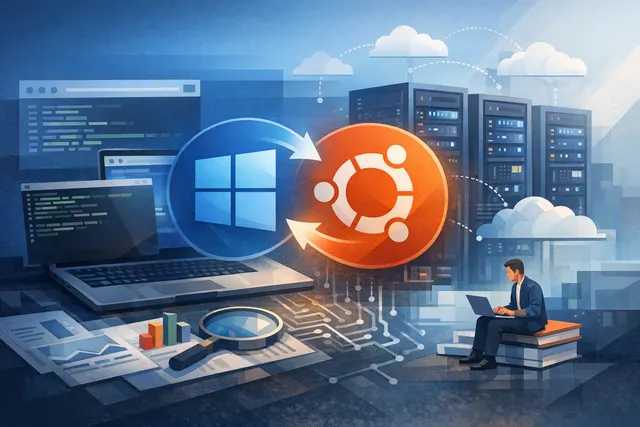 Ubuntu logo integrated with Windows Subsystem for Linux interface, representing the growth of Ubuntu on WSL