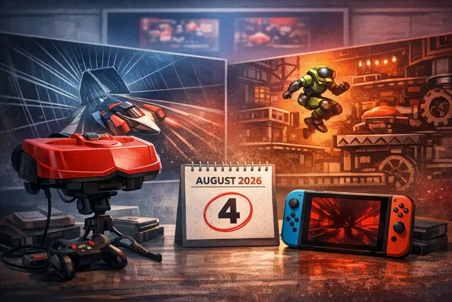 Nintendo Switch Online Virtual Boy Nintendo Classics app featuring Zero Racers and D-Hopper, two cancelled Virtual Boy games releasing in August 2026