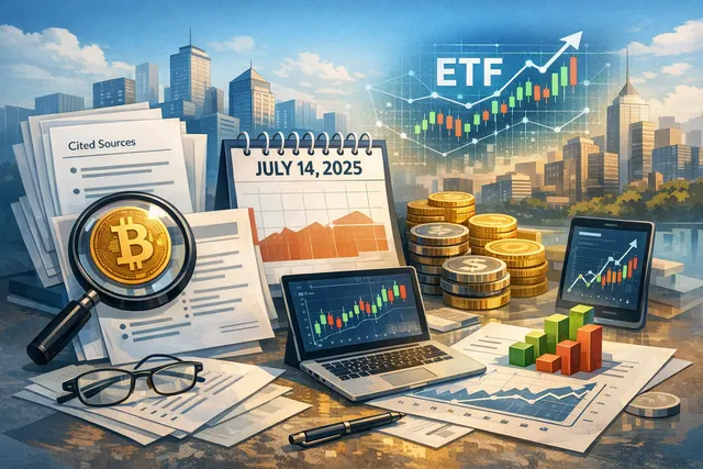 Search & fact check with cited sources for What were the key developments in the crypto ETF market on July 14, 2025, including daily flow fi