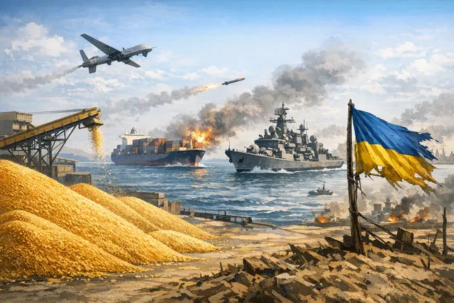 What caused Ukraine's grain exports to drop 76% in the first half of August 2026, what was Russia's response to Ukraine's proposed Black Sea