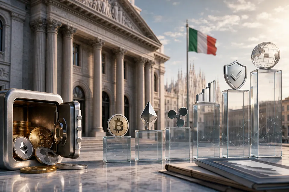 Illustration representing institutional investment in cryptocurrency portfolios including Bitcoin and Ethereum