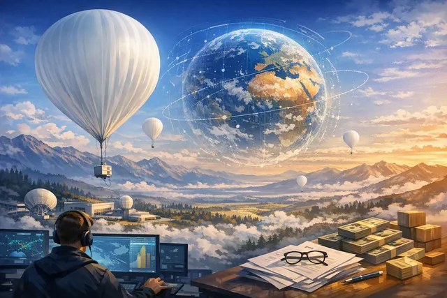 AI-generated concept image of high-altitude weather balloons collecting atmospheric data for an AI weather forecasting model