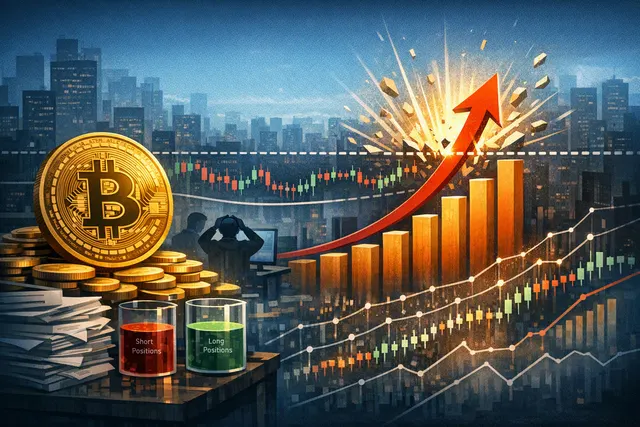 Bitcoin price consolidating near $63,500 beside a chart of leveraged futures positions and liquidation levels