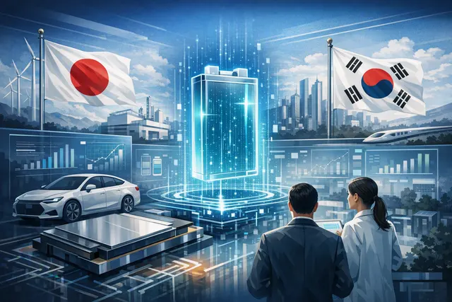 Abstract illustration representing all-solid-state battery technology developments