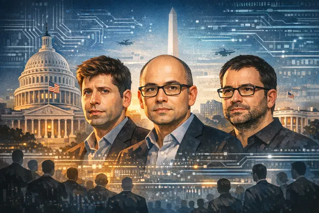 AI-generated editorial image illustrating the CEOs of leading AI companies arriving at a lakeside summit in Évian-les-Bains, France, for the 2026 G7 meeting.