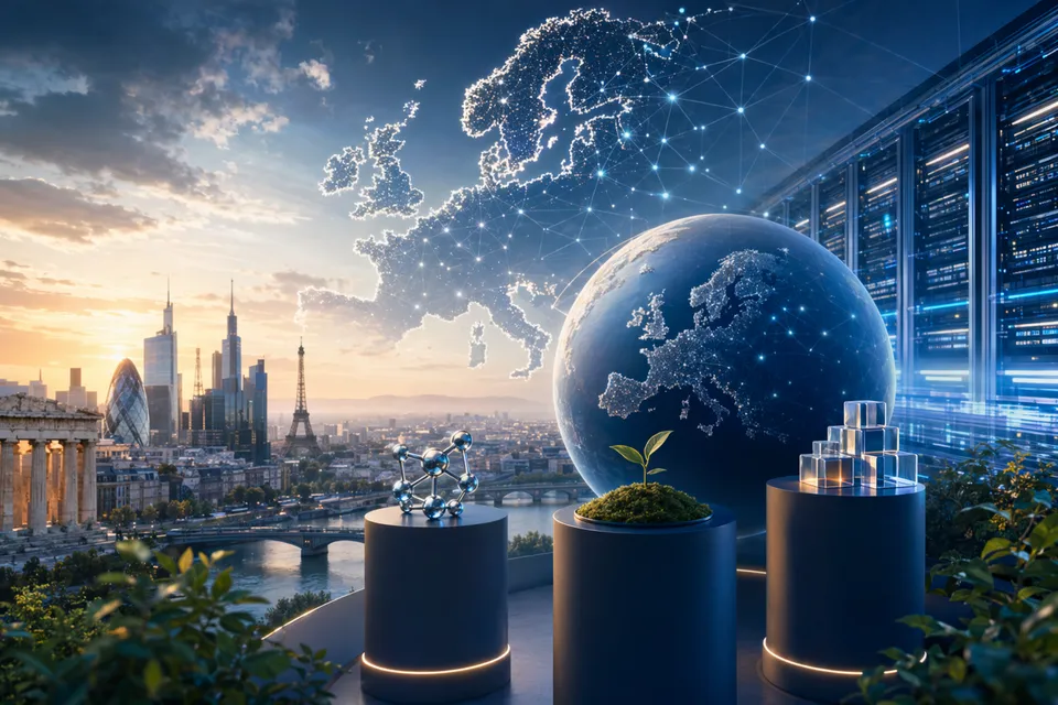 Illustration representing European AI startups and venture funding growth
