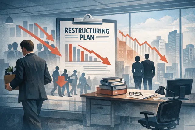 Conceptual image representing Visa's 2026 restructuring, with 2,600 job cuts, senior leadership layoffs, and the $2.4 billion BioCatch AI acquisition.
