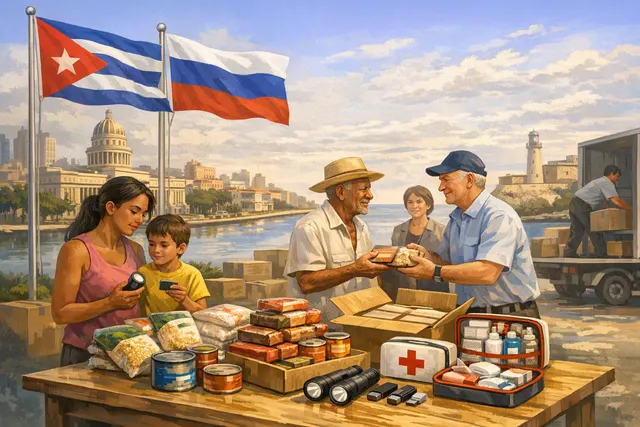 What humanitarian assistance did a Russian Civic Chamber delegation deliver to Cuba during its official visit to Havana, in what commemorati