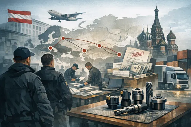 Austrian Directorate for State Security and Intelligence (DSN) investigation into a Vienna-based sanctions-evasion network supplying CNC machines to Russian arms manufacturers.