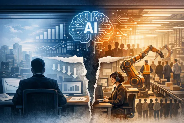 What do recent reports reveal about the gap between CEO expectations that AI will reduce headcount and the actual limited evidence of mass j