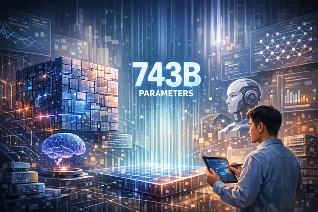 Abstract illustration representing Zhipu AI’s GLM-5.3 model and autonomous AI coding agents