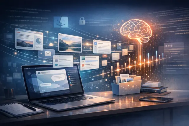 Illustration of ChatGPT Computer History turning Mac clicks and keystrokes into searchable AI memories