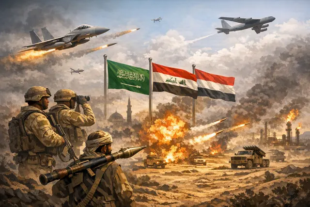 What are the key developments in the escalating regional conflict involving Saudi Arabia, Jordan, Iraq, and Yemen's Houthis, including Saudi