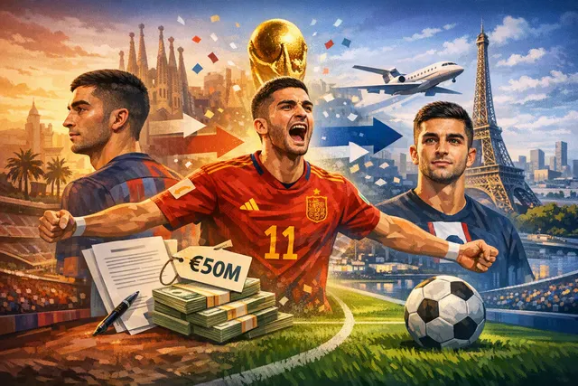 Ferran Torres in Spain kit celebrating the World Cup 2026 victory