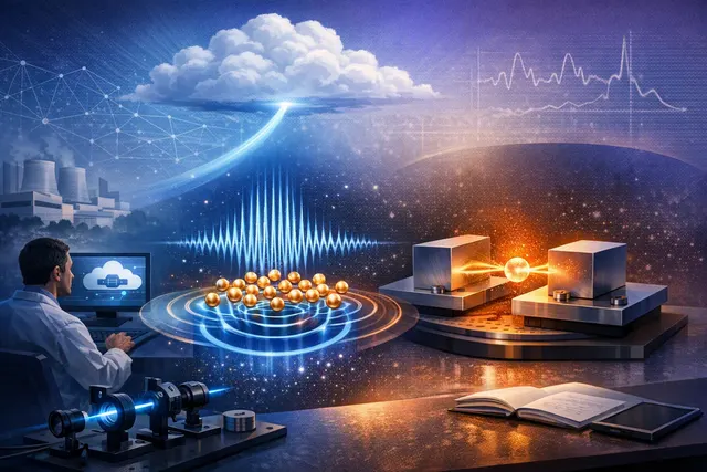 Abstract visualization of two quantum fluid experiments: sound waves probing a superfluid Fermi gas's internal pairing structure and cloud-based observation of anomalous tunneling