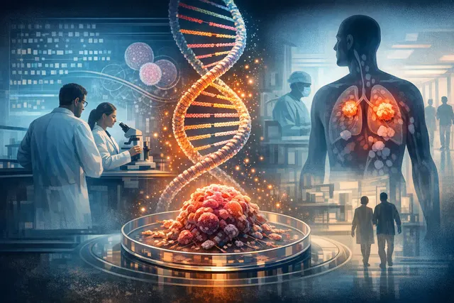 Illustration of a personalized mRNA cancer vaccine targeting melanoma cells
