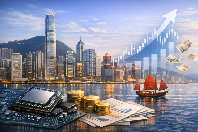 Editorial illustration of Ingenic Semiconductor’s Hong Kong share offering and semiconductor fundraising