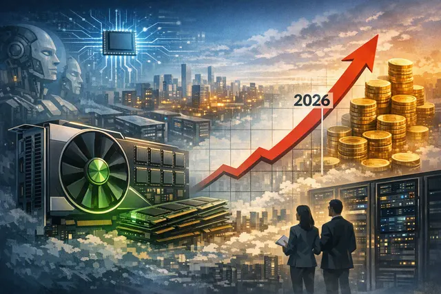 A glowing Nvidia GeForce RTX graphics card surrounded by memory chips and a digital price tag trending upward, representing the 2026 GPU memory crisis driving up costs.