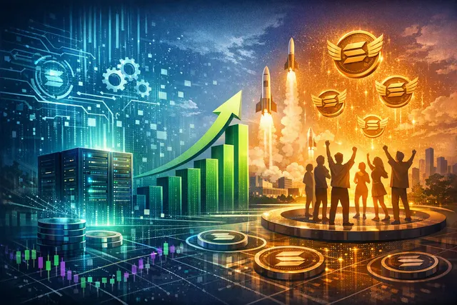 Solana blockchain network upgrade and derivatives trading dashboard showing open interest charts and Phoenix Flight Club rewards program