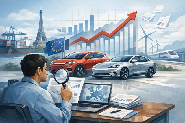 Chart or abstract illustration showing BYD surpassing Tesla in EV deliveries and Chinese EV market share in Europe during Q2 2026