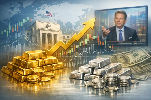 Gold bars and silver coins representing precious-metals investing, portfolio diversification, and the limits of the traditional 60/40 strategy