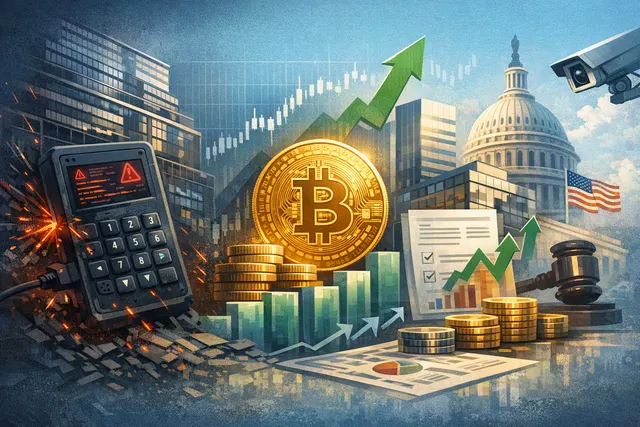 BlackRock Bitcoin ETF IBIT logo and Bitcoin symbol on a dark financial background, representing institutional crypto investment