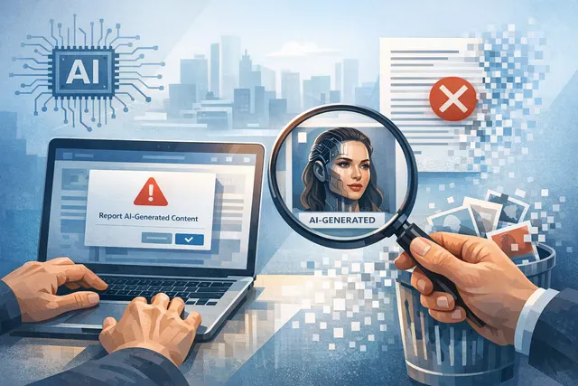 LinkedIn 'Seems like AI slop' reporting button interface on a social media post