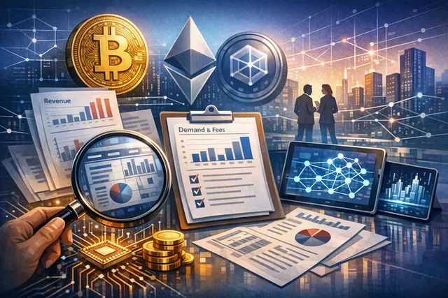 Abstract illustration of institutional crypto investing shifting from market-cap rankings to protocol revenue and token value capture