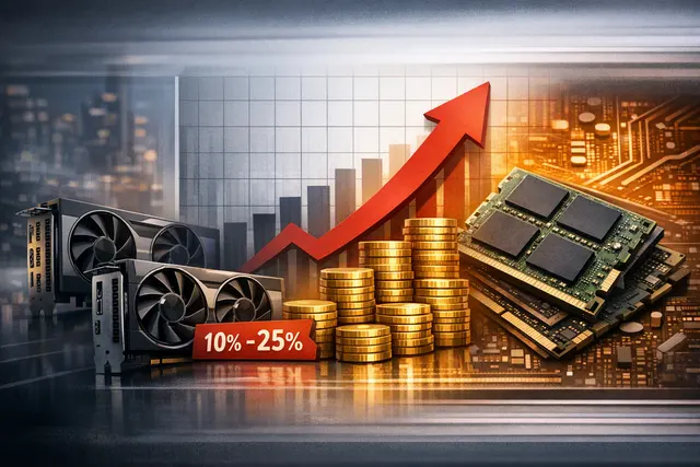 AMD Radeon RX 9000 series graphics card lineup on a dark tech background with price tags
