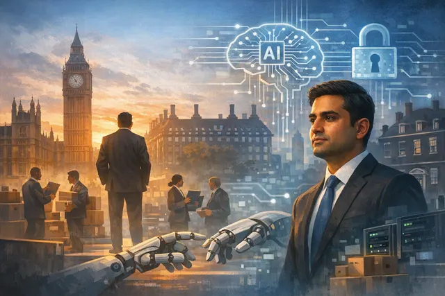 What major UK government restructuring occurred under the new prime minister, including Kanishka Narayan's promotion to cabinet level AI min