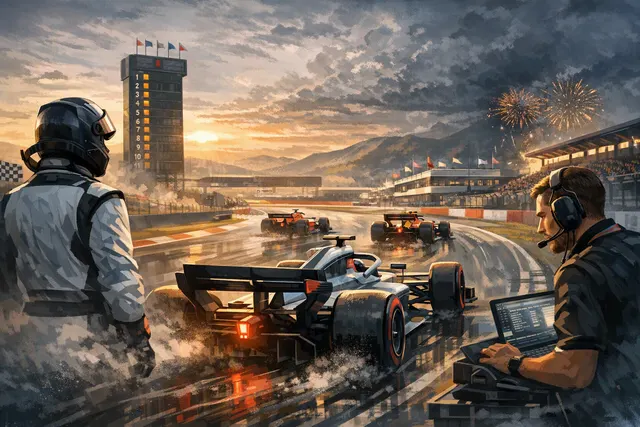 Mercedes W17 F1 car on track during the 2026 season