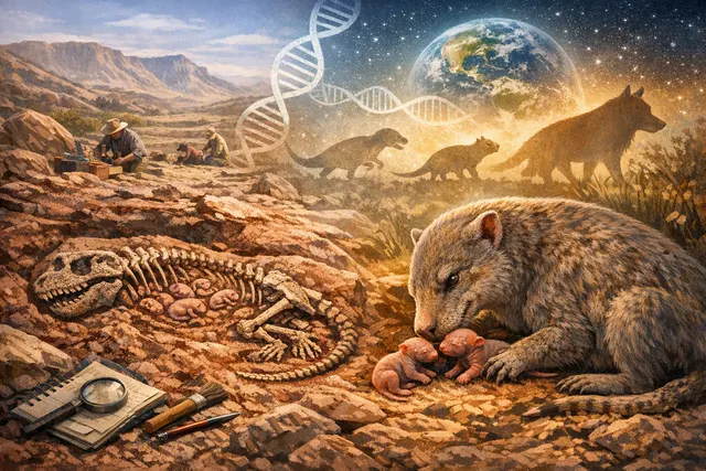 What 236 million year old fossil evidence from Argentina suggests that live birth in the mammalian lineage originated 90 to 95 million years
