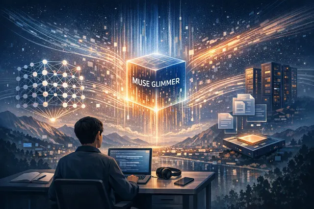AI-generated concept image representing Meta's Muse Glimmer open-weight AI model running locally on consumer hardware