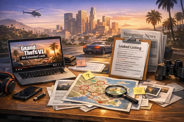 Grand Theft Auto VI: An Extended Look Netflix presentation art with episode listing