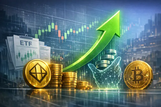 Abstract editorial illustration of Hyperliquid’s HYPE token rebounding alongside ETF buying and crypto market charts