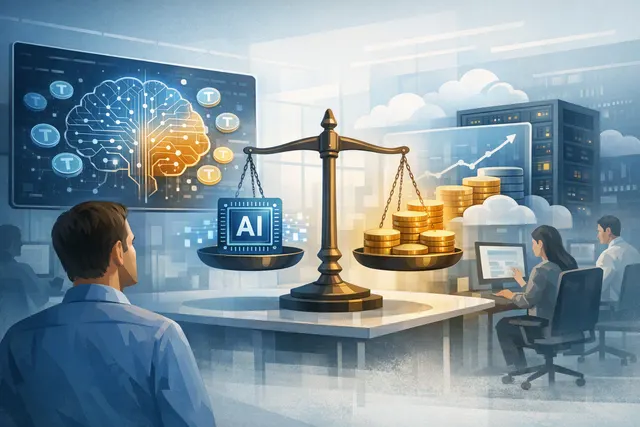 Abstract digital representation of Microsoft's AI token budgeting and the end of tokenmaxxing in enterprise AI usage.