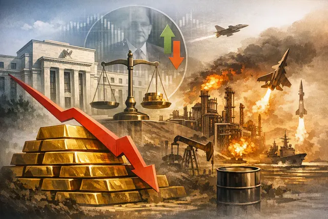Gold price chart showing pullback from $4,100 level with Federal Reserve and oil price overlays