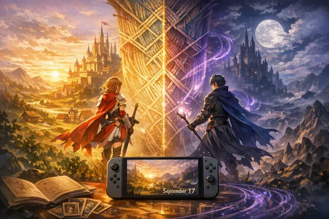 Fire Emblem: Fortune's Weave key art featuring four heroes in the Dagdan Empire