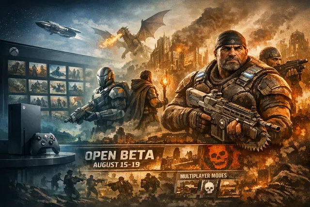 Xbox Game Pass August 2026 Wave 1 lineup featuring Gears of War: E-Day and Beast of Reincarnation with release dates and beta info