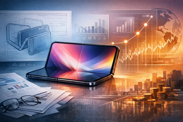 Concept render of Apple's rumored foldable iPhone Ultra in an open book-style form factor showing a large inner display