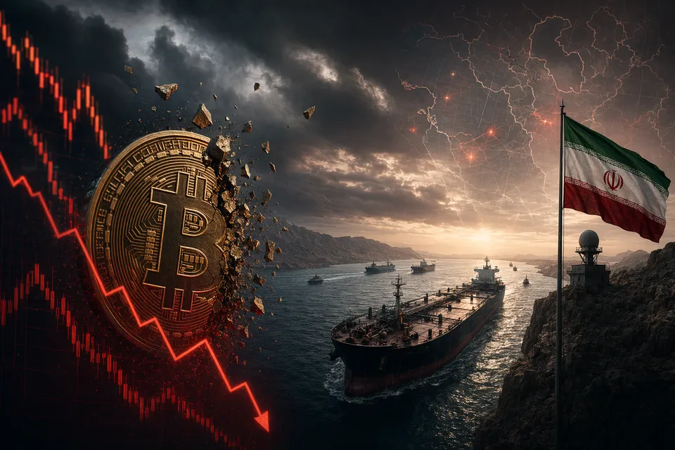 Bitcoin price chart falling below $78,000 amid geopolitical tensions and market volatility
