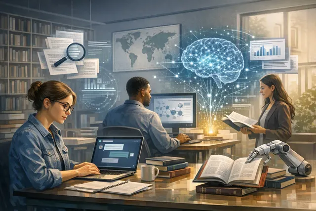 Conceptual image representing OpenAI's ChatGPT for Academic Researchers program with a futuristic lab setting and AI interface