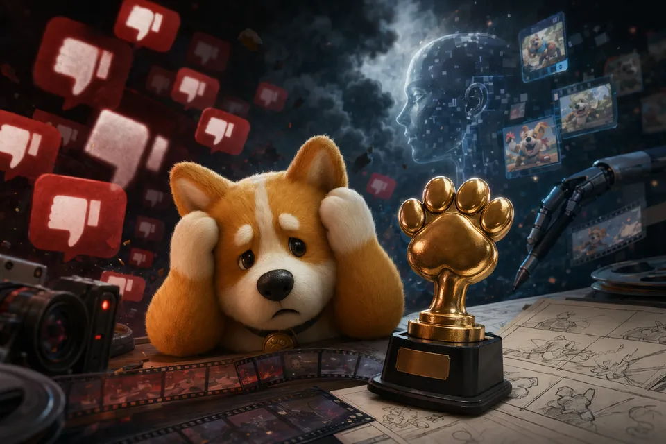 Stylized scene representing Party Animals controversy over AI video contest