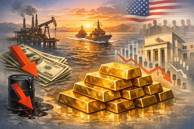 Gold bars stacked on a dark surface with a glowing price chart overlay showing a sharp upward spike, symbolizing the rally to a seven-week high above $4,295 per ounce.