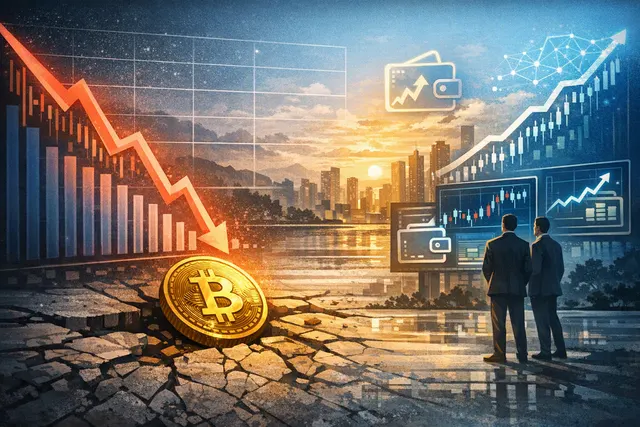 Bitcoin price chart and on-chain metrics showing declining active addresses to 2018 levels