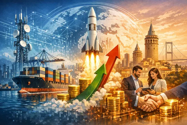 A visual representation of Turkey's surging technology sector, highlighting export and investment growth in 2024.