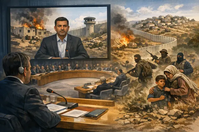 UN Security Council chamber during a briefing on the occupied West Bank