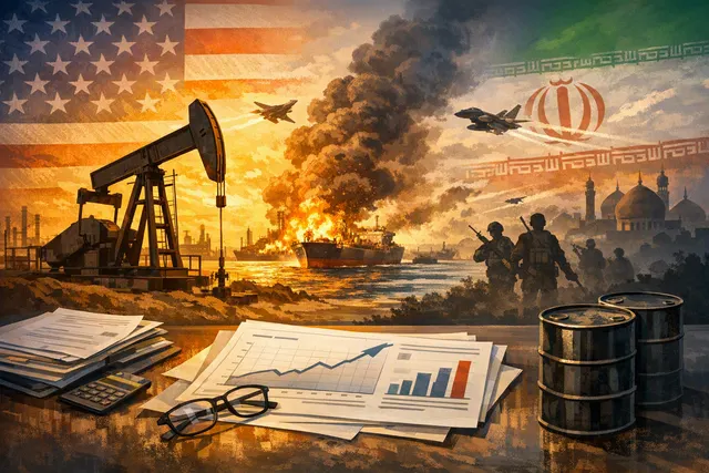 Goldman Sachs Brent crude oil price outlook chart and oil tanker at the Strait of Hormuz